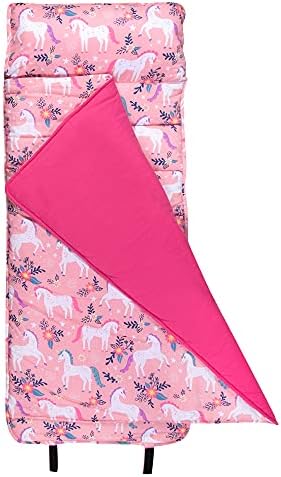 Wildkin Original Nap Mat with Reusable Pillow for Boys and Girls, Perfect for Elementary Sleeping Mat, Features Hook and Loop Fastener, Soft Cotton Blend Materials Nap Mat for Kids (Magical Unicorns)