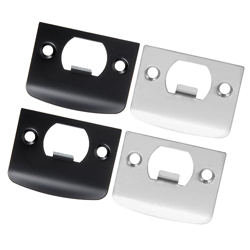Lurrose 4 Piezas Cerradura de puerta con pestillo placa de ataque placa de refuerzo de la puerta delantera huelga placas de pestillo de puerta placa de relleno del orificio de la puerta