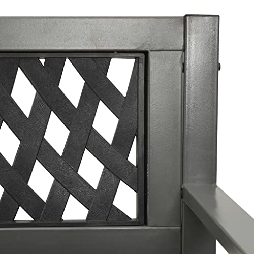 Banc de jardin robuste en acier gris avec dossier plastique confortable - 6