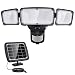 Solar Security Light Outdoor, 1600LM Solar LED Motion Sensor Light, GLORIOUS-LITE Rechargeable Flood Light with 2400mAh Battery, 5500-6000K, IP 65 Waterproof for Garage, Yard, Porch, Entryways - Black