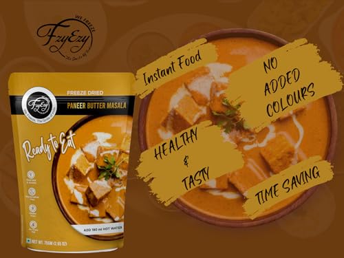 Image of FzyEzy Freeze-Dried Jain Paneer Butter Masala - 75g | Instant Jain Indian Cuisine | Authentic No Onion, No Garlic Paneer Butter Masala Gravy | Jain Vegetarian Gourmet Delight | Ready-to-Eat | Gluten-Free | Preservative-Free Meal