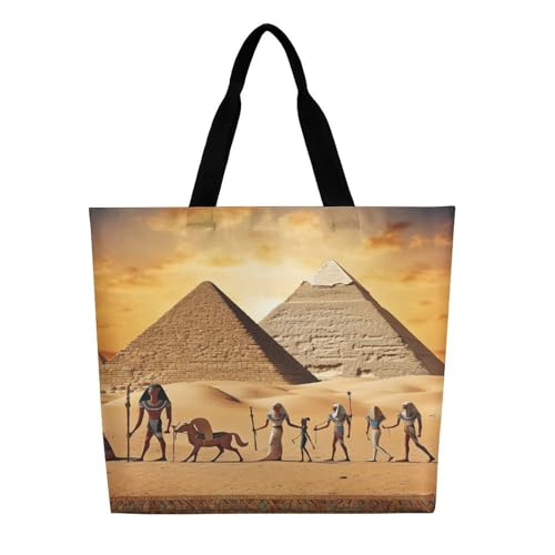 Women's Multi-Functional Shopping Bag，Ancient Egypt Printing Messenger Bag Shoulder Bag for Travel, Work, Shopping & Parties with Inner Pocket, Grocery Bag Lightweight & Water-Resistant3