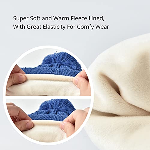 SOMALER Toddler Baby Boy Winter Beanie Hat Infant Kids Warm Fleece Lined Earflap Knit Fur Pom Pom Hat Snow Cap4