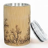 MEAKEO Bamboo Tea Cup with Stainless Steel Interior, Natural Bamboo Tea Cup Coffee...