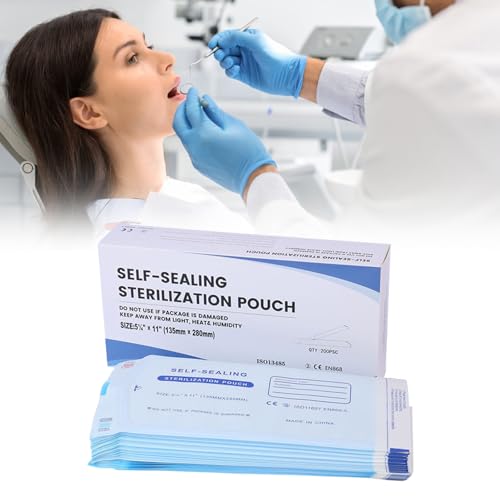 Einweg Sterilisationsbeutel, 200x Sterilisationsbeutel （135 * 280 mm） mit SK Verschluß Sterilisier-Beutel, Steribeutel für Autoklaven, Selbst-Klebend, Steribeutel für Autoklaven