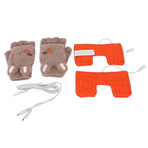 Gants chauffants USB tricotés pour bureau et ordinateur kaki