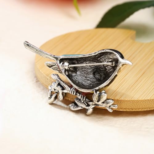 Image of coadipress Colorful Birds Brooch Pins Crystal Rhinestone Branch Bird Brooch Cute Enamel Animal Magpie Hummingbird Pin Fashion Jewelry Accessories Gifts