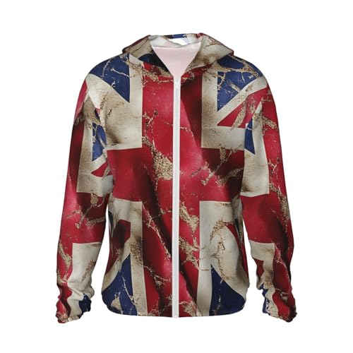UPF 50+ Sun Protection Hoodie Long Sleeve British Flag Sun Shirt Rash Guard Fishing Shirts for Men