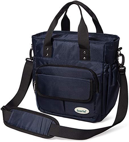 Scorlia Insulated Lunch Bag, Extra Large Leakproof Lunch Tote Bag With Removable Shoulder Strap, Durable Reusable Cooler lunch Box Bag with Side Pockets, Tall Drinks Holder for Women Men Work, Blue