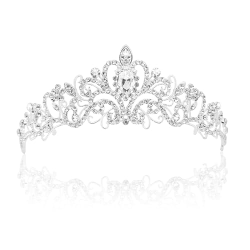 Princess Peach Crown, Fairy Godmother Rapunzel Costume Tiara for Women - Vofler Silver Coronas para 15 Años Hair Accessories for Princess Bride Diaries Party Quinceanera Prom Wedding Birthday Girls