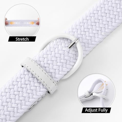 JASGOOD Women Braided Woven Elastic Stretch Belt Leather Covered Buckle Canvas Belt Set4