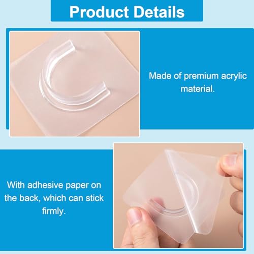 Image of REWOP Adhesive Wall Hooks for Heavy Items Stainless Steel, PVC, ABS Nail Free Seamless Adhesive Non-Trace No Drilling Installation Hanging, Waterproof Screws Wall Hook (U Shape Hooks, 20)