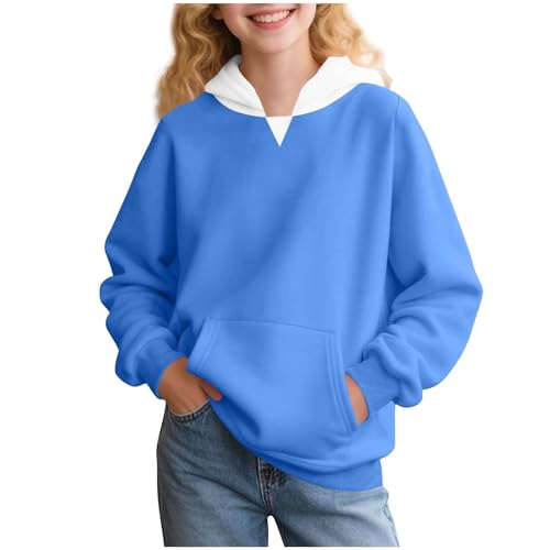 Boys Hoodies Cute Long Sleeve Oversized Hooded Neck Sweatshirts Color Block Shirts Casual Fall Hoodies Pockets Clothes