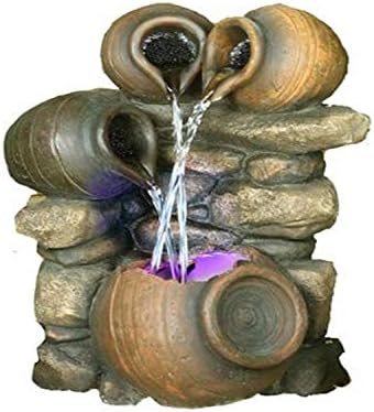 Hi-Line Gift Ltd 3-Jug Pouring into One Fountain with Light