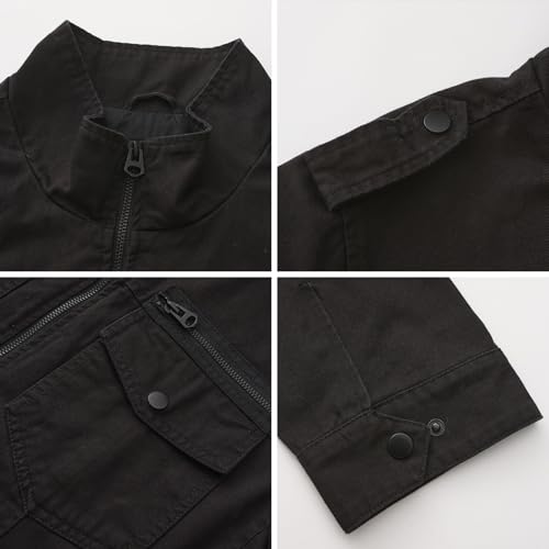 Mens Casual Washed Cotton Military Jacket Warm Canvas Windbreaker3