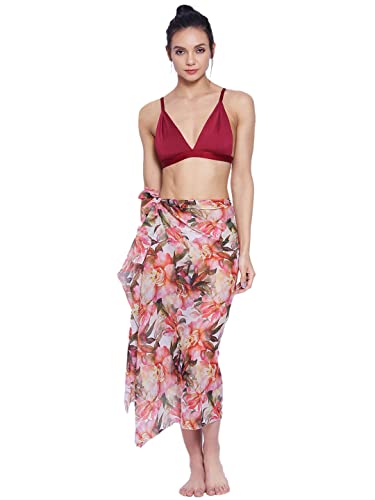 Image of EROTISSCH Women's Poly Georgette One-Piece Swimsuit Cover-Up Sarong, Made of 100% Polyester, Quick-Dry, Lightweight Beachwear for Girls with Adjustable Halter Neck, Suitable for Beach,Resort&Pool