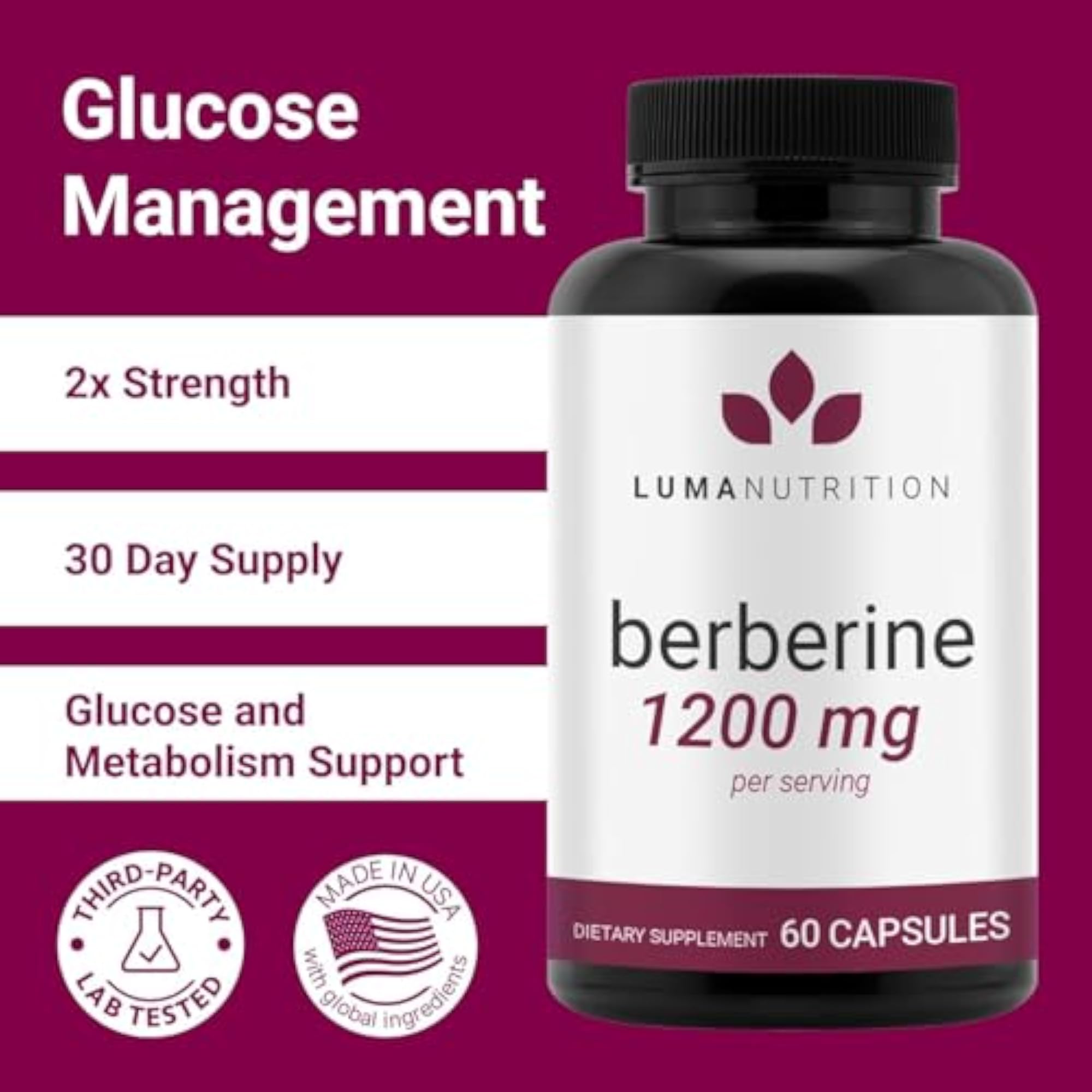 Berberine Supplement - 1200mg Per Serving for Health Support