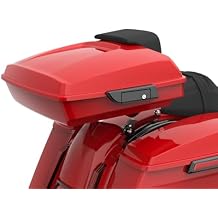 Advanblack Red Tour Trunk Pack Black Latches +Backrest Pad fits for 97-24 Harley Touring Models Road King, Road Glide, Street Glide, Ultra-Classic Redline Red, Razor Tour Trunk Pack