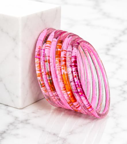 Image of NMII Premium Glass Bangle Set for Women | Multicolor Designer Kangan | Fancy Kanch ki Chudiya | 3D Transparent Chudi Set | Wedding & Festive Occasions Bangles