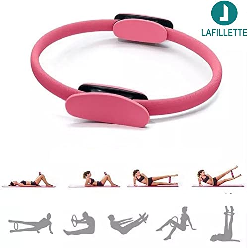 Image of LAFILLETTE Pilates Ring 15 inch Fitness Circle - Lightweight & Dual Foam Padded Handles | Yoga Ring for Toning Arms, Thighs /Legs & Core, Thigh Workout, Thigh Toner, Inner Thigh Exercise Equipment (Pink)