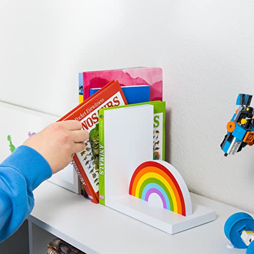 Casa Du Jour Cloud And Rainbow Bookends For Kids - Cute, Sturdy, Holds Books In Place, Perfect Book Ends For Kid's Rooms And Nursery Decor #TOP6