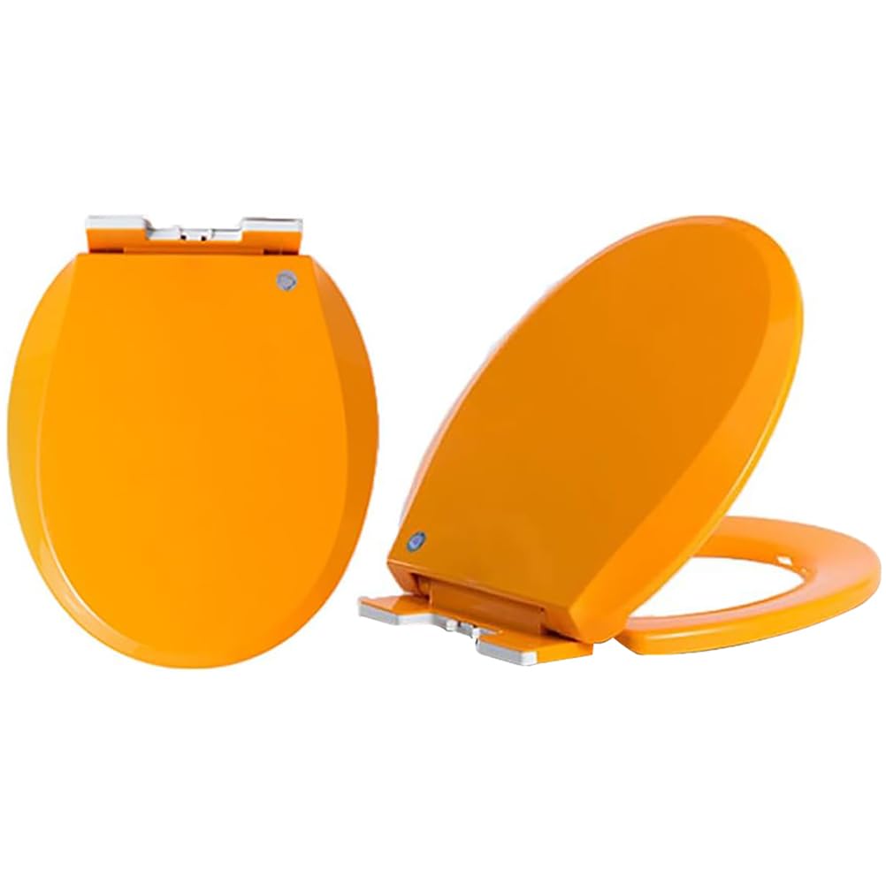 Ldhsjh Orange Soft Close Close Close Toilet Seat, Adjustable Hinges, Quick Release Install Easy Clean Lightweight, Durable, Portable, User-Friendly, Compact, Round