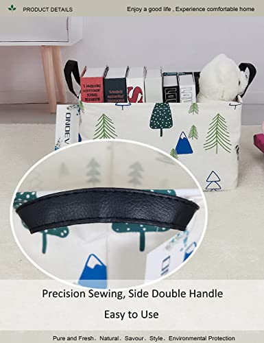 Onoev Rectangular Folding Laundry Basket,Canvas Basket,Nersury Hamper,Suitable For Children,Office,Bedroom,Clothes,Toys Storage (Rec Forest), 14.9’’L ×10.2’’W×9.05’’H Inches #TOP6