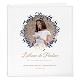 Cadeau communion : Offrez un cadeau personnalisé pour cadeau 1ere communion fille ou cadeau pour communion garcon. Ce livre photo élégant permet d'ajouter des messages à côté des photos, créant ainsi un souvenir inoubliable de la part de marraine et parrain.