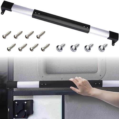 RV Screen Door Handle Grab Bar RV Screen Door Protector Push Bar for RV Screen Door Adjustable from 21-5/8 to 28-5/8 Inch RV Screen Doors Closer Camper Screen Door Protector for Travel Trailer