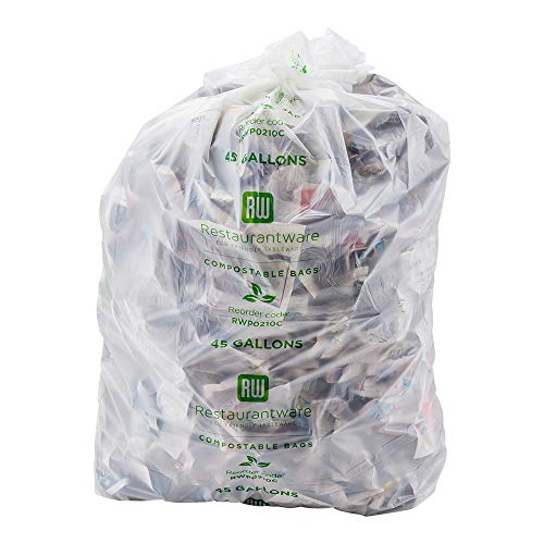 Image of Restaurantware Clear Plastic Trash Bags 100 Count 45 Gallon Plastic Garbage Bags Leak-Resistant Tear-Resistant Liner Heavy Duty Clear