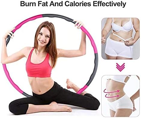 Hula Hoop, Weighted Hula Hoops for Fitness Gym Yoga with Jump Rope for Weight Loss Detachable Design Soft Fitness Hoola Hoop for Adults Ladies 2.2lbs/1 kg/Pink-Gray by Obozo