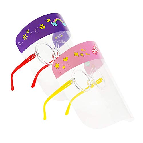 Prospek Kids Safety Face Shields for Girls - 5 No Fog Shields with Glasses Frame â€“ Reusable Shields for Toddlers and Children