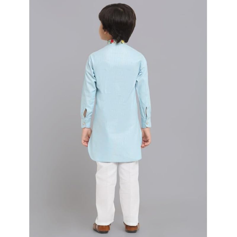 Image of Traditional Ethnic Wear Cotton Kurta Pyjama Set For Kids & Boys
