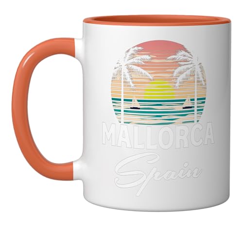 Mallorca Spain | Vacation Holiday | Spanish Island Ceramic Mug, Orange/White