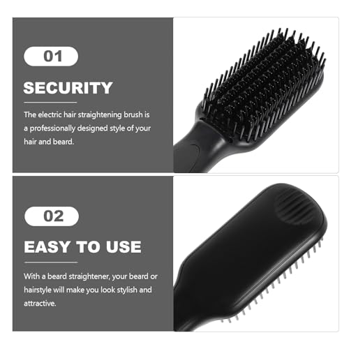 Peine alisador para barba con ajustes de temperatura, elemento calefactor PTC de calentamiento rápido, herramienta para alisar cabello y barba, diseño resistente al calor con dientes estrechos de alta densidad miniatura 3