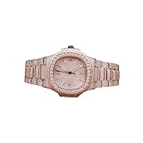 KINOVA JEWELS Luxury Iced Out Watch, Rose Gold, Fully Diamond Encrusted, Men's Fashion Timepiece, Bling Hip Hop Style
