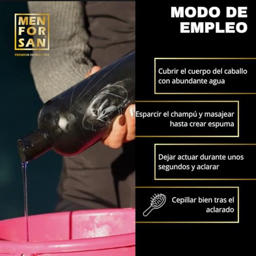 Miniatura 5 de Menforsan Champú Anti-Insectos Repelente Para Caballos, 1l Con Margosa, Geraniol Y Lavandino Bio, 100 Natural Eficiente Contra Moscas Y Tabanos