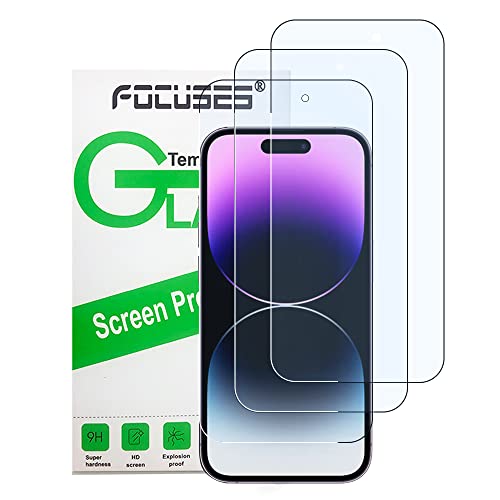 Focuses Screen Protector for iPhone 14 Pro Blue Light Screen Protector 3 Pack Anti Blue Light Tempered Glass for iPhone 14 pro [6.1inch]