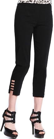 Slim-Sation Womens Pull on Solid Crop with Real Front & Back Pockets & StrapsPants
