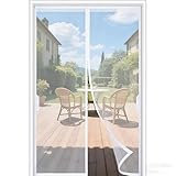 FEGO Magnetic Screen Door Fits Door Size 34"x82", Screen Itself Size 36"x83" Enjoy Breeze, Hands Free Entry, Pets & Kids Friendly, Heavy Duty Screen Door Mesh w/36 Magnets for Patio/Front-White