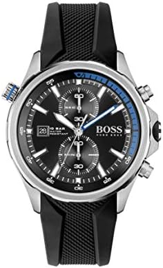 BOSS Men’s Stainless Steel Quartz Watch with Silicone Strap, Grey, 24 (Model: 1513820)