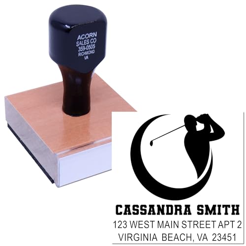 Image of Celestial Elegance Wood Handle Rubber Stamp Custom Made - Square Imprint | Wood Handle Stamp Custom. Any standard pad works. Mailing Label Stamp. Takes permanent ink. Personalized to your text.