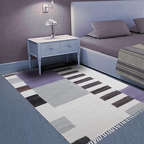 Tapis coton fait main multicolore dhurrie pour maison chaleureuse - 3