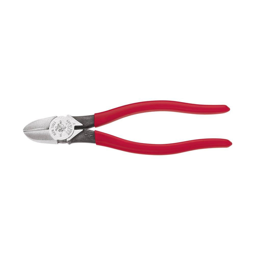 Klein Tools D220-7 Pliers, Diagonal Cutting Pliers with Heavy-Duty Tapered Nose, Induction Hardened Knives, Hot-Riveted Joint , 7-Inch
