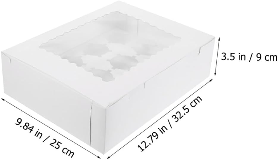 ARTIBETTER 10pcs Paper Cupcake Box with Window Design, White Cardboard Muffin Cake Wrapping Boxes for Bakery Pastry Packaging and Food Storage