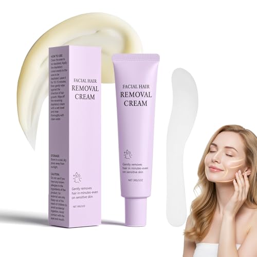 Facial Hair Removal Cream for Women, Gentle Face Hair Removal Cream for Sensitive Skin, Womens Facial Hairs Remover, Depilatory Creams for Face Chin Upper Lip for Smooth Soft Skin, Grooming Routine
