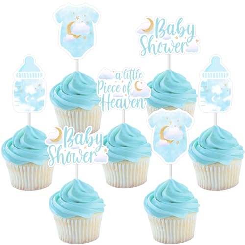 Sursurprise 36PCS A Little piece of Heaven Baby Shower Cupcake Toppers