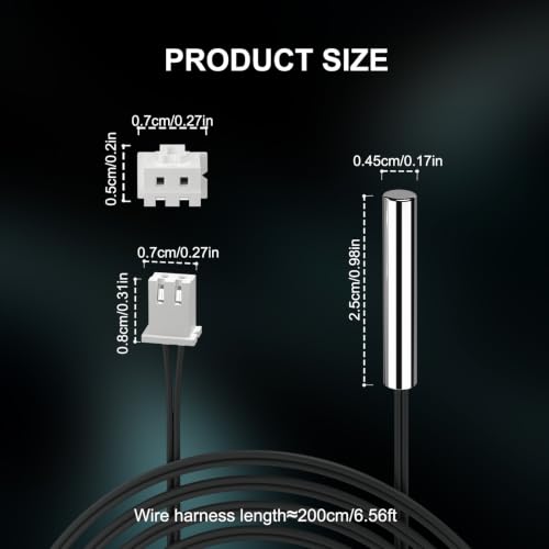 Image of DROK 10K Temperature Sensor Probe 4pcs, 2 Meter Waterproof Temp Sensor Probe, Stainless Steel 3950 NTC Temp Sensor Probe, Digital Temperature Transmitter Extension Cable