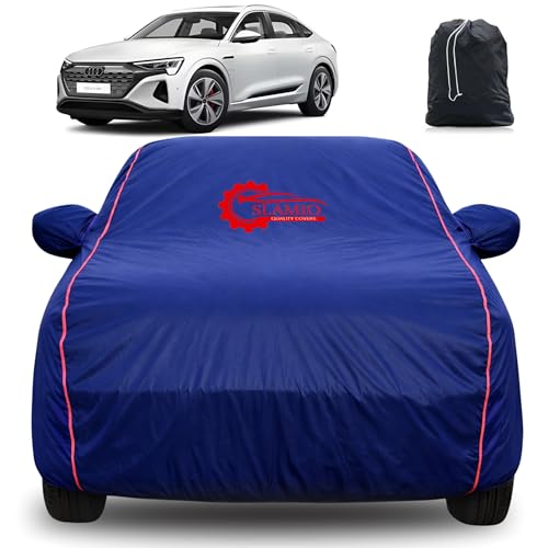 Image of 100% Waterproof Car Cover for Audi Q8 Sportback e-tron (EV) | All-Weather, Dustproof & UV Protection | Heavy-Duty 3-Layer Fabric | Custom Fit with Mirror & Antenna Pocket | Navy Blue