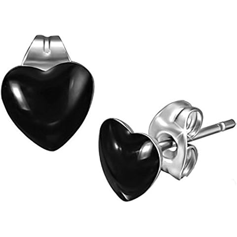 Boucles d'Oreilles Coeur Noir Clous Puces CameleonShop Cover